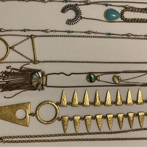 Lucky Brand Gold and Turquoise Necklace Collection lot of 5 necklaces